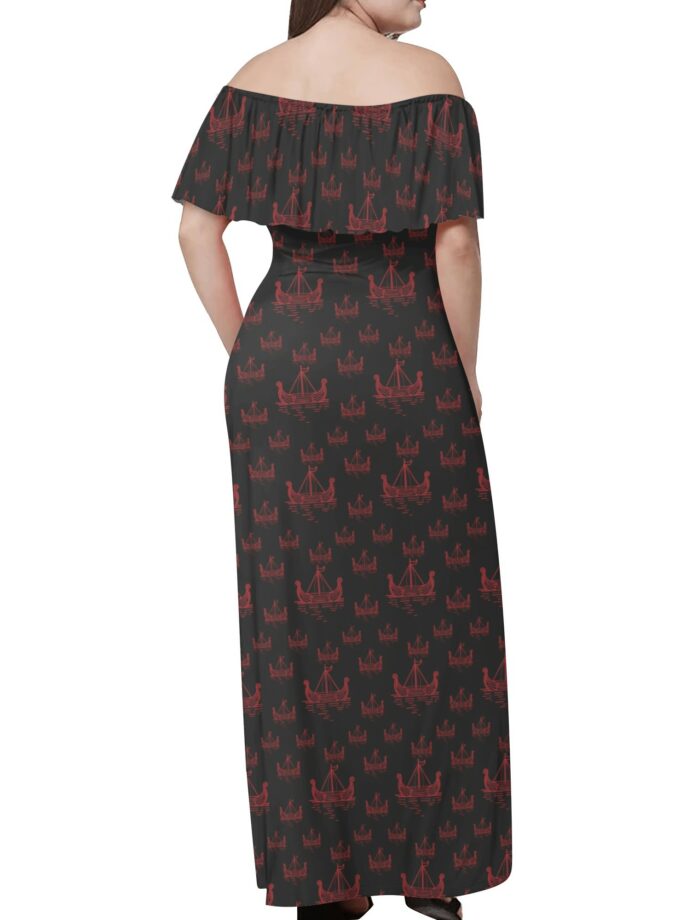 Nordic Viking - Women's Off The Shoulder Wrap Long Dress