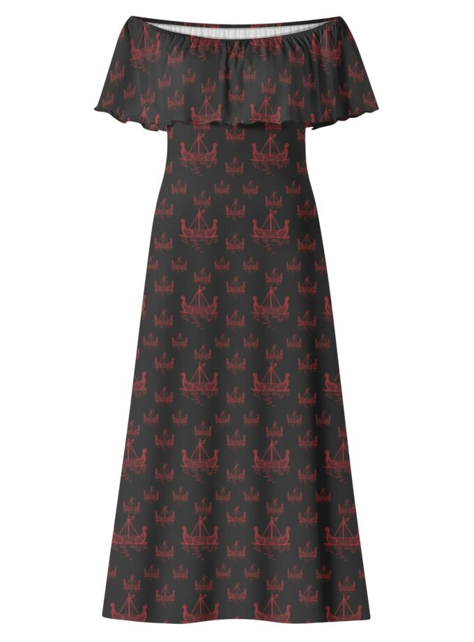 Nordic Viking - Women's Off The Shoulder Wrap Long Dress