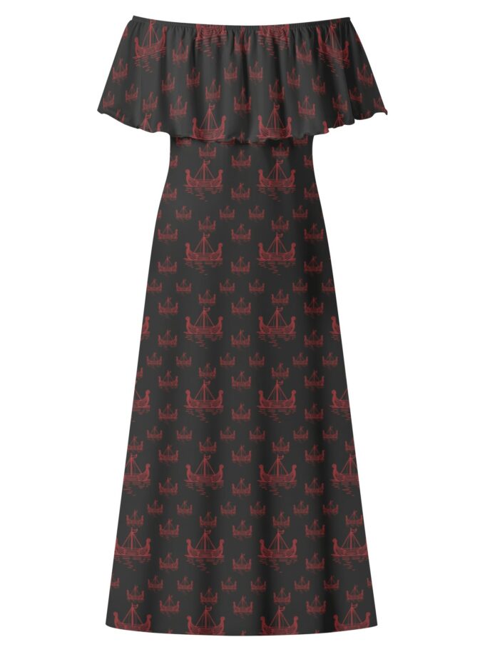 Nordic Viking - Women's Off The Shoulder Wrap Long Dress
