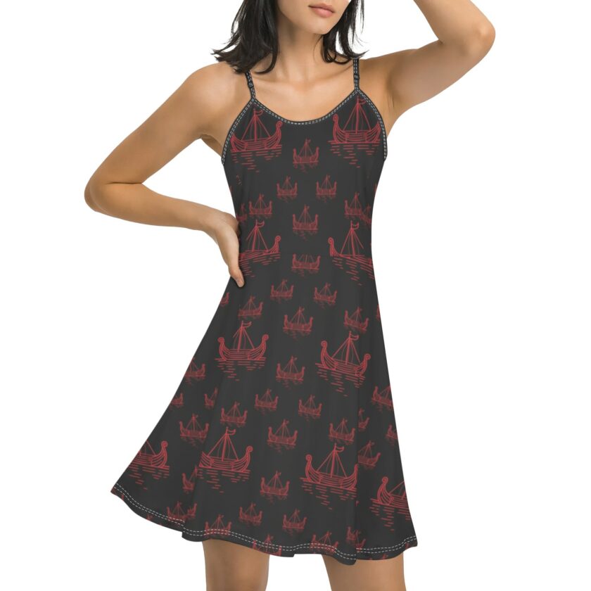 Women's Lounge Sleeveless Adjustable Spaghetti Strap Short Dress Swing Dress - Image 5