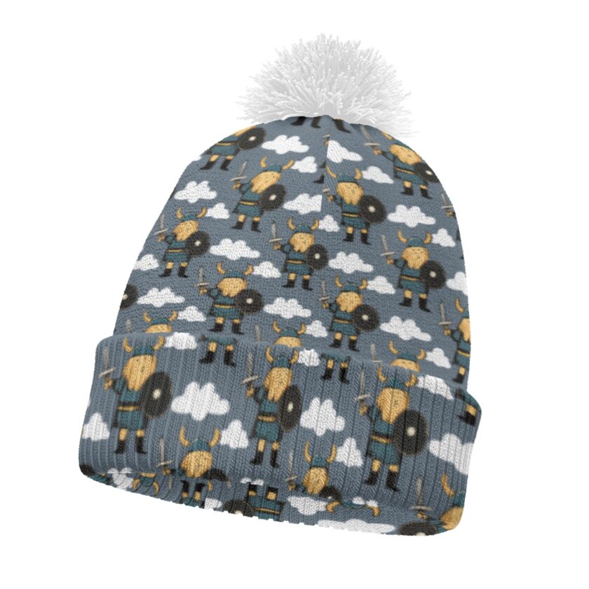 All-Over Print Knitted Hat With Pom-Pom - Image 3