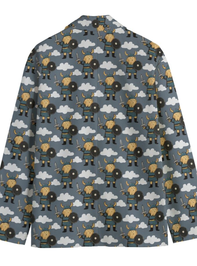 All-Over Print Men's Casual Flat Lapel Collar Blazer