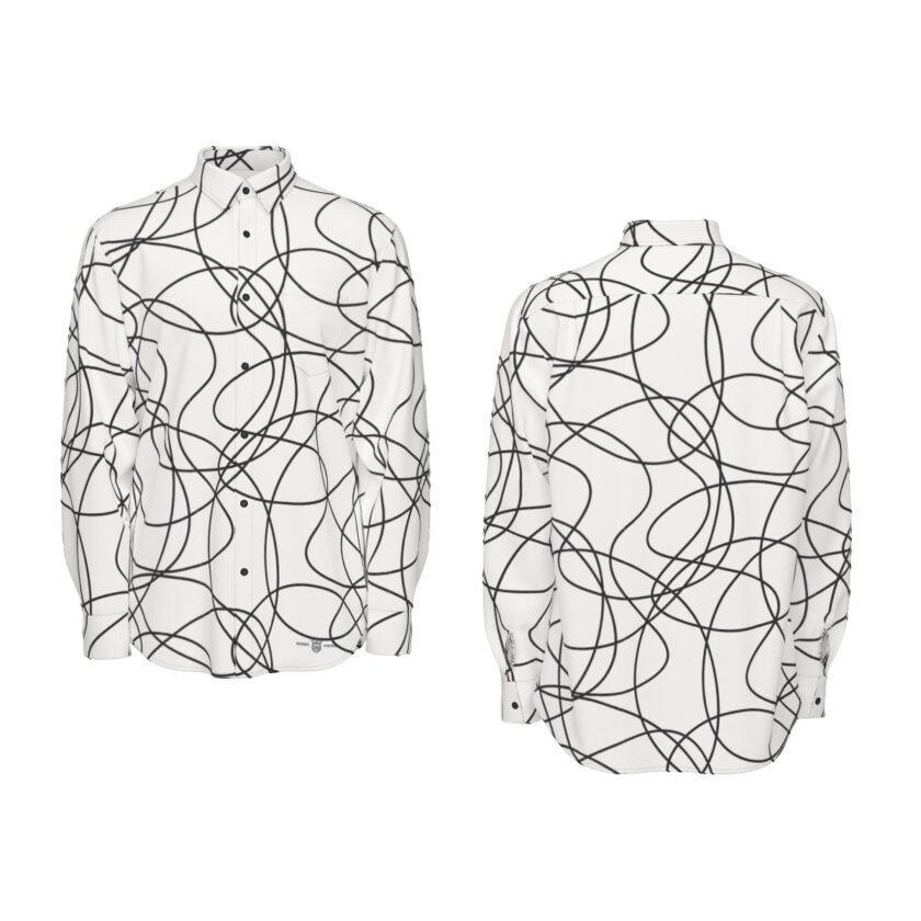 All-Over Print Men's Long Sleeve Shirt | 115GSM Cotton poplin - Image 2