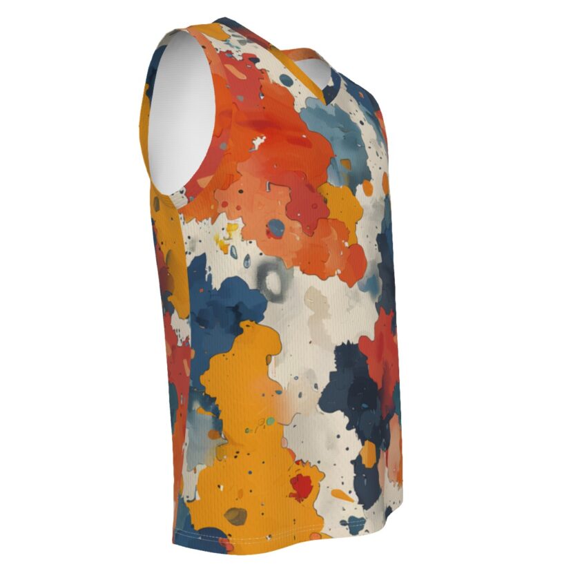 All-Over Print Men's V Neck Basketball Top - Image 3