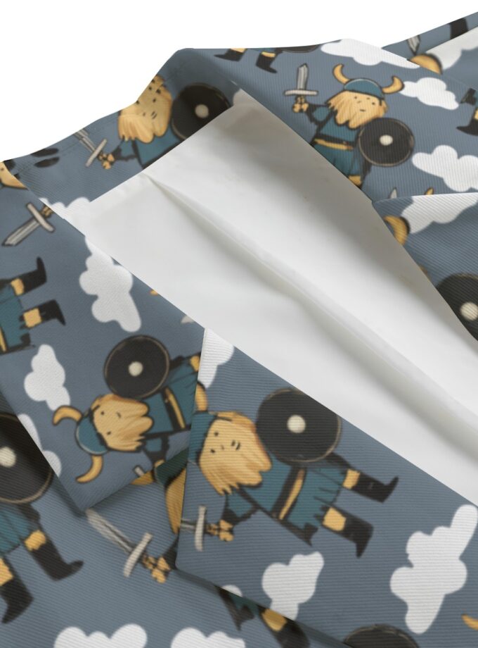 All-Over Print Men's Casual Flat Lapel Collar Blazer