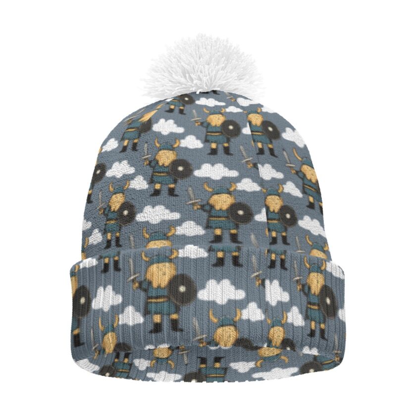 All-Over Print Knitted Hat With Pom-Pom - Image 2
