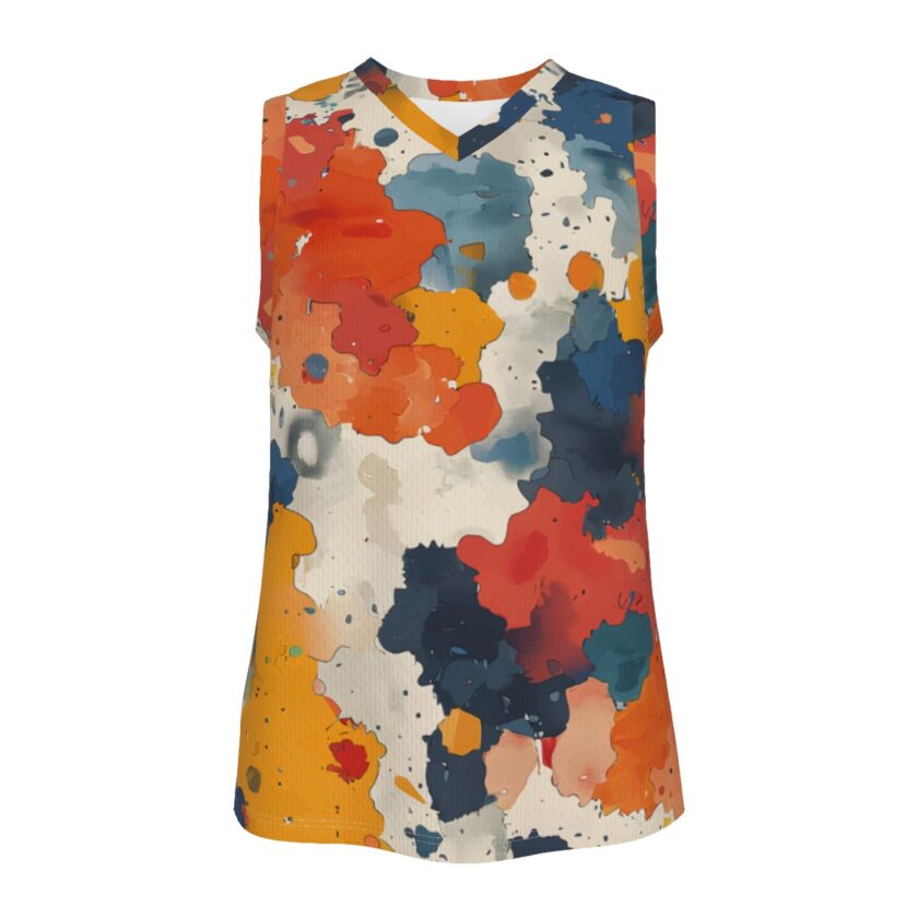 All-Over Print Men's V Neck Basketball Top