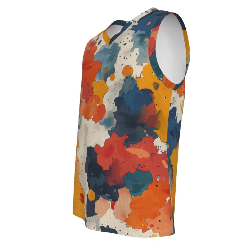 All-Over Print Men's V Neck Basketball Top - Image 4